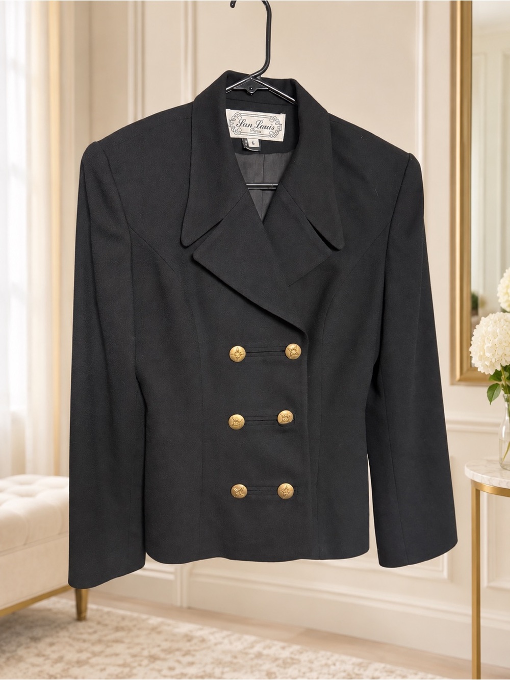 Pan Louis Crystal Double-Breasted Black Women's Blazer